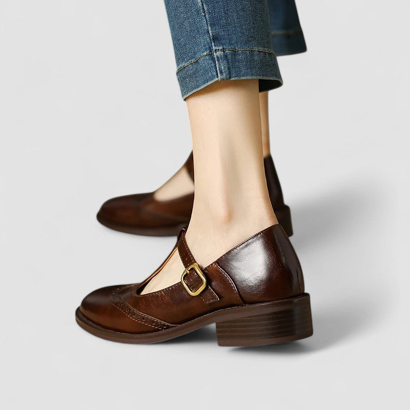 Olyssiah | Women's T-Bar Mary Jane Shoes, Low Block Heel Cushioned Comfort Shoes