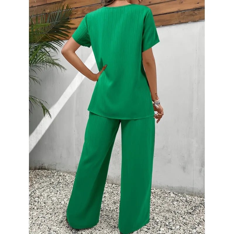 Conjunto Elegante e Suave Lorrina de Duas Peças | Blusa Assimétrica e Calça Confortável