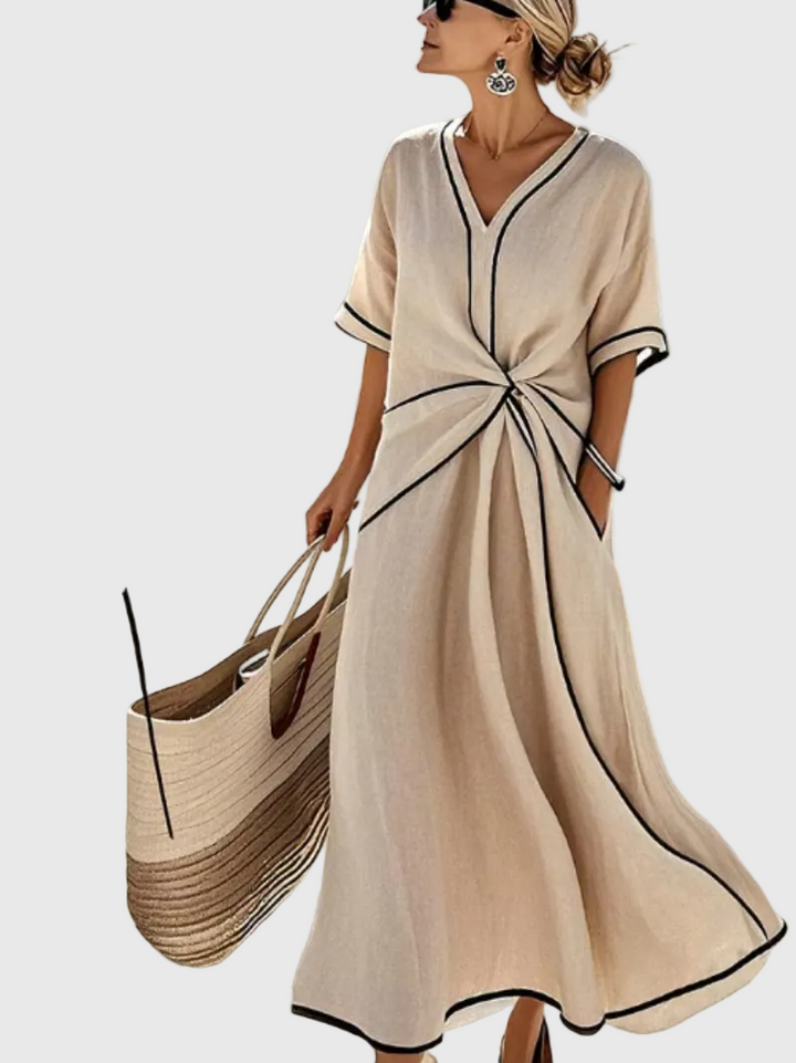 Helena | Vestido Maxi Drapeado Costeiro