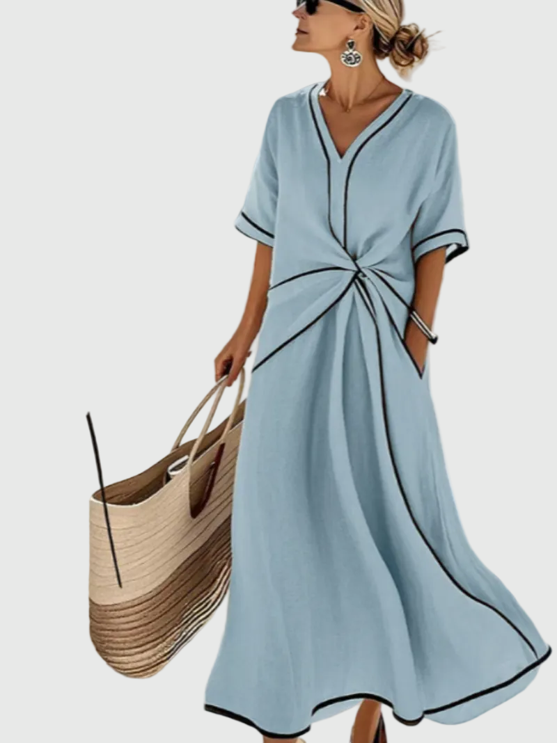 Helena | Vestido Maxi Drapeado Costeiro