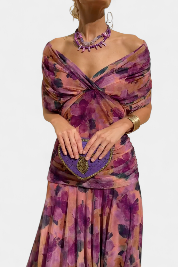 Alondra | Vestido Longo Floral com Decote em V