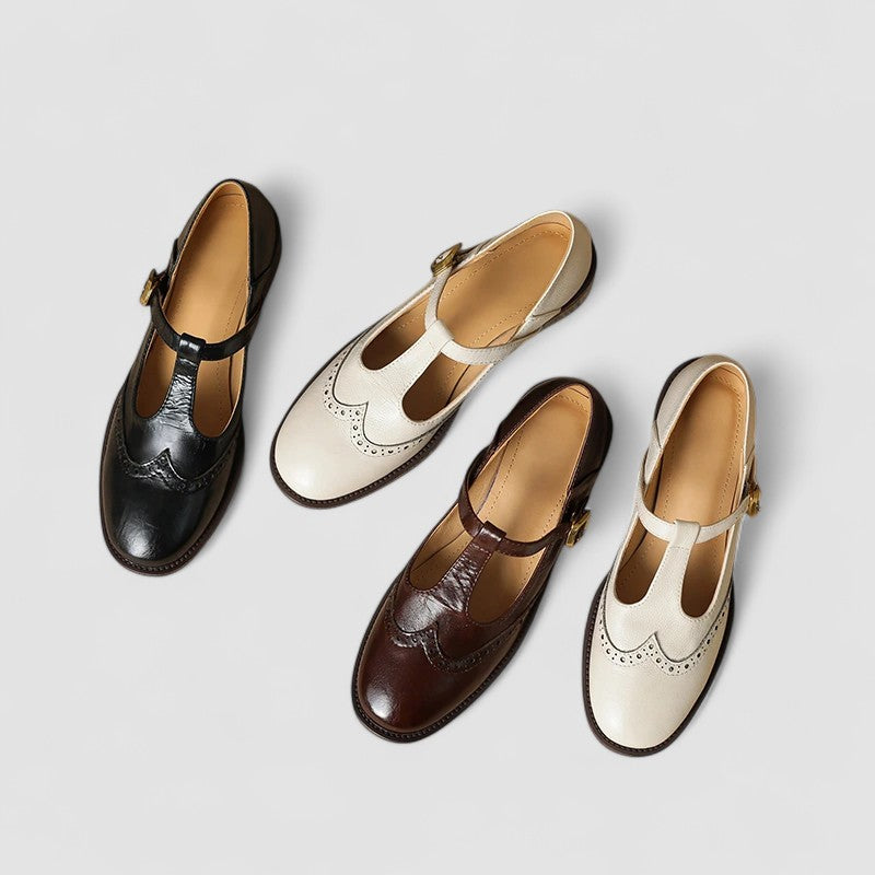 Olyssiah | Women's T-Bar Mary Jane Shoes, Low Block Heel Cushioned Comfort Shoes