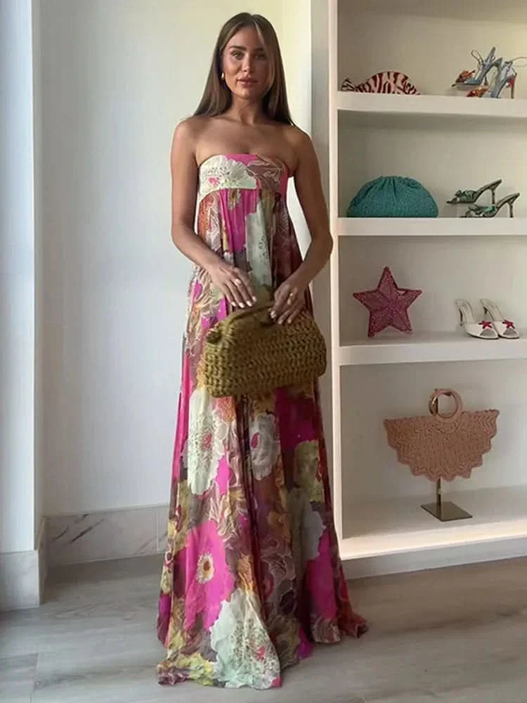 Lylah | Strapless High Waist Maxi Dress
