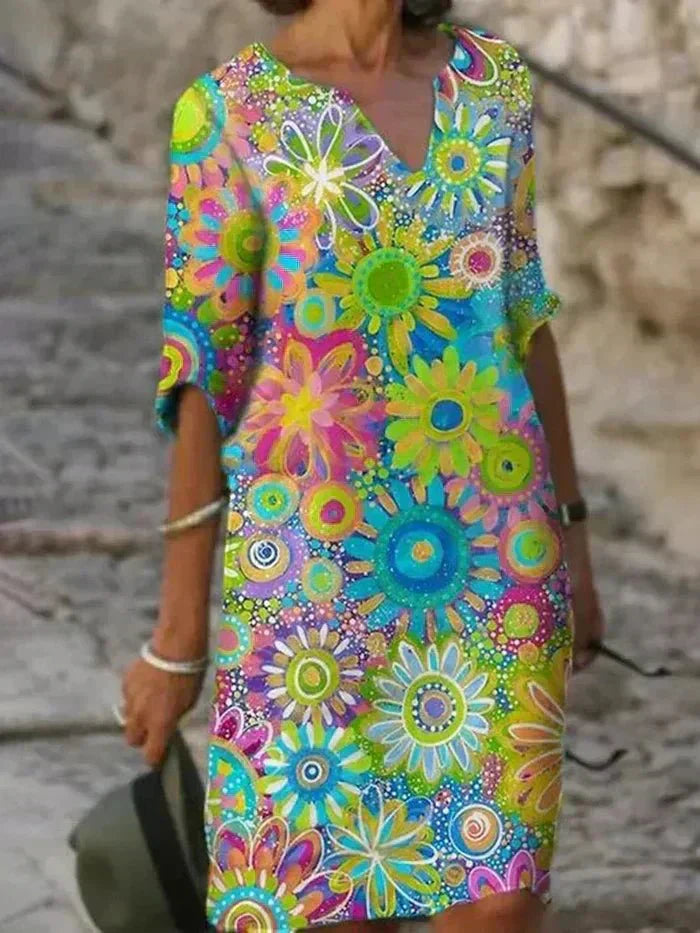 Nira| Vestido Midi Floral Vibrante
