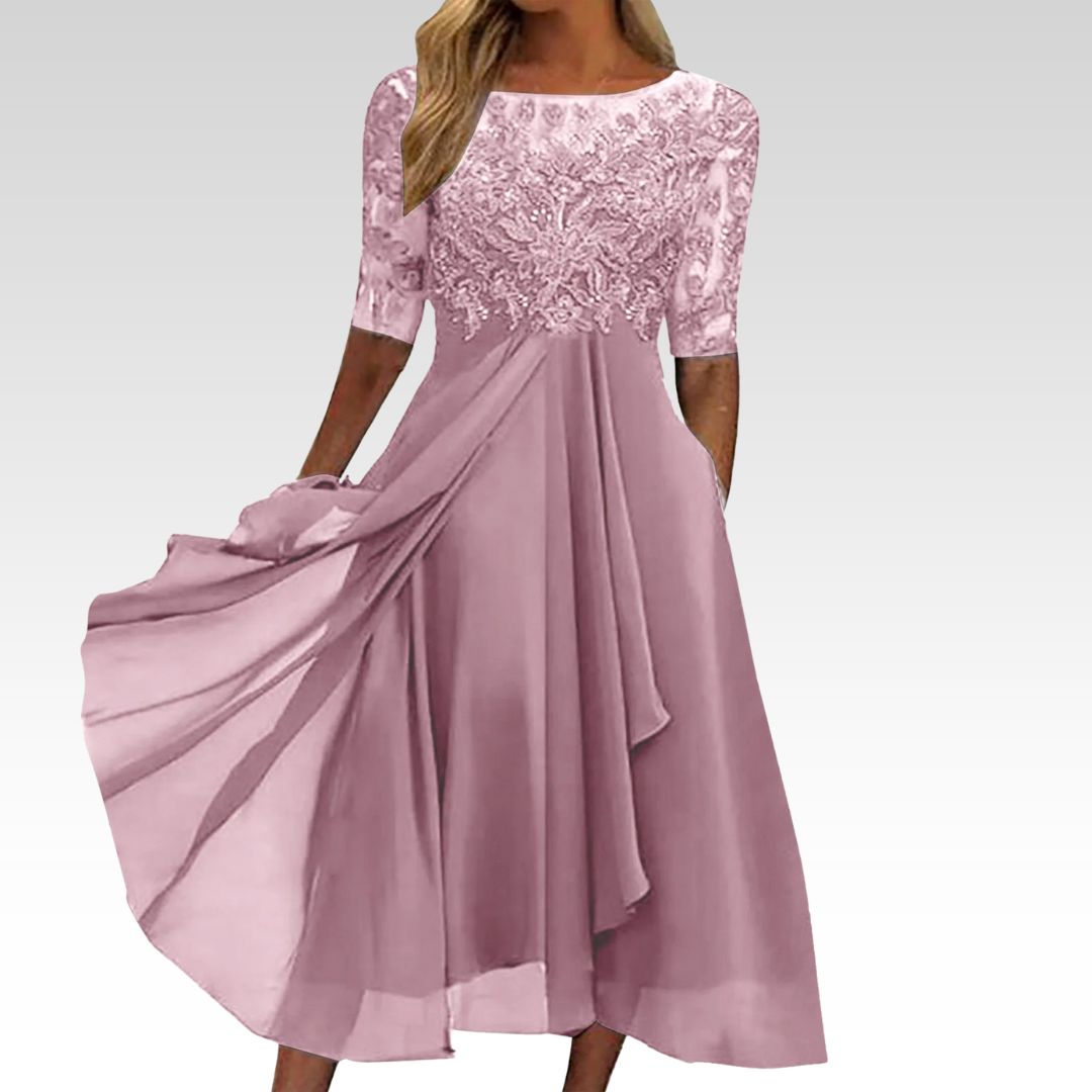 Zaria – Vestido Midi de Renda que Valoriza