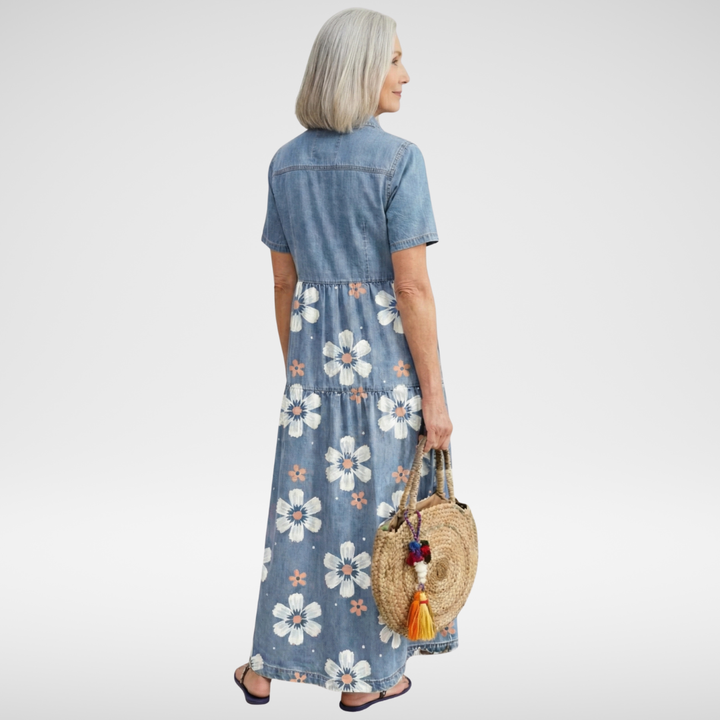 Kirra | Vestido Jeans com Estampa Floral