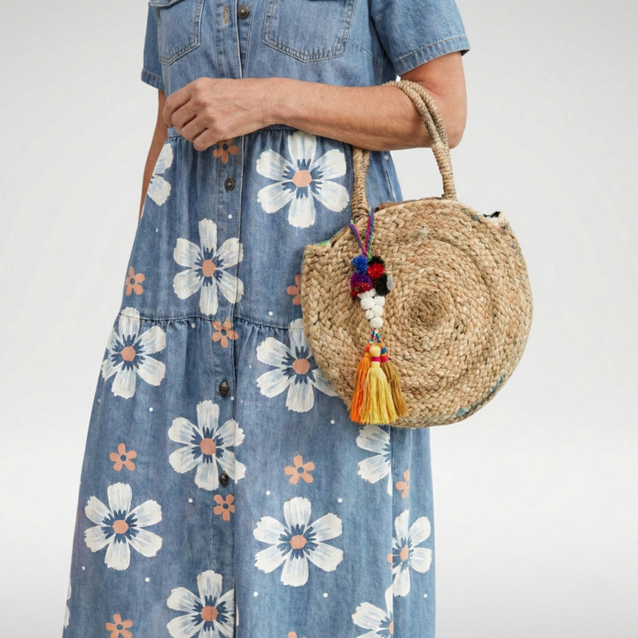 Kirra | Vestido Jeans com Estampa Floral