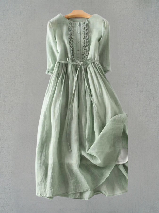 Carol | Women's Vintage-Inspired Midi Dress, Solid Colour Below-the-Knee Day Dress