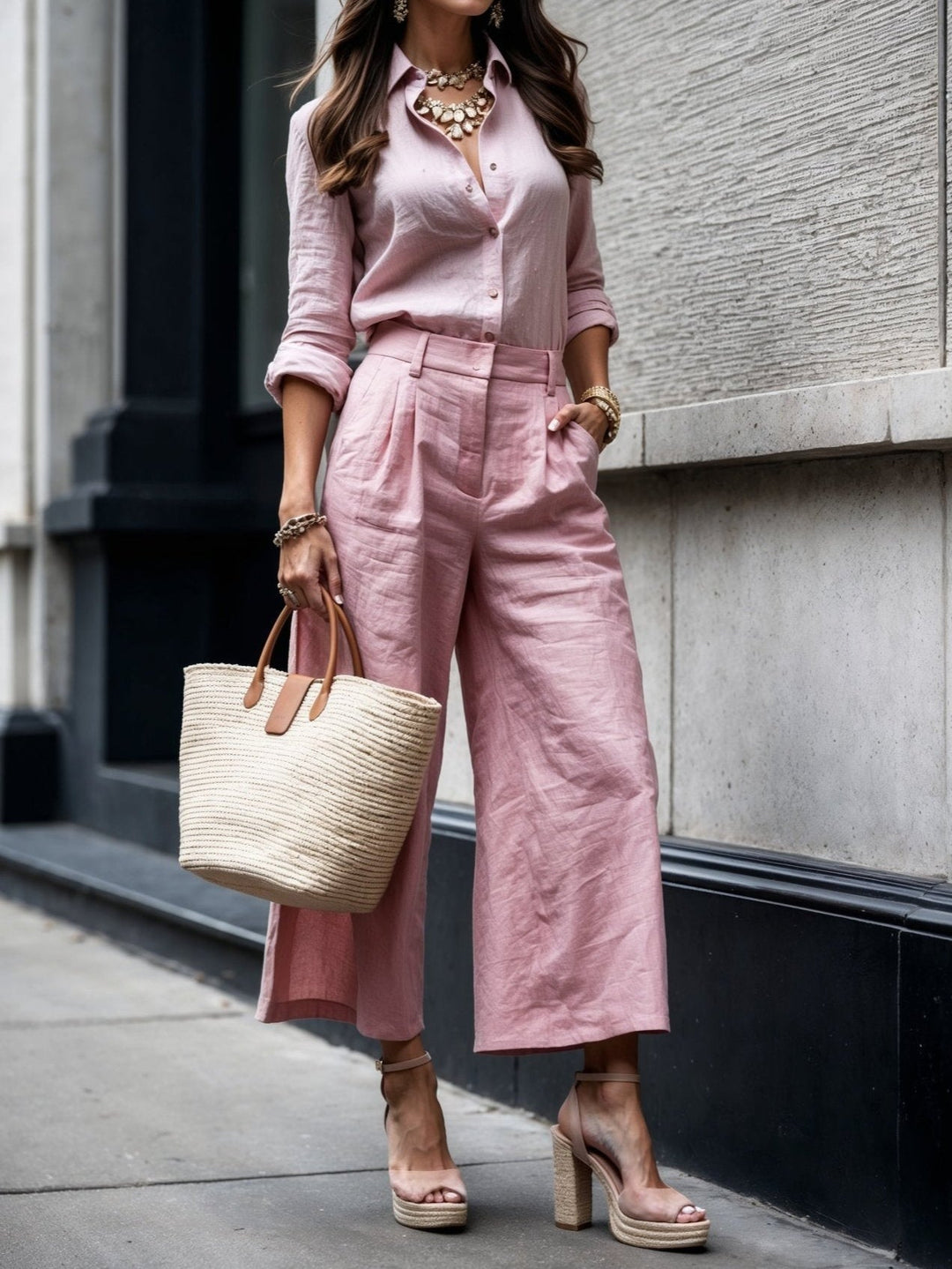 Conjunto Elegante de Camisa y Capri Nelle™ | Conjunto Relajado de Camisa y Pantalón Corto