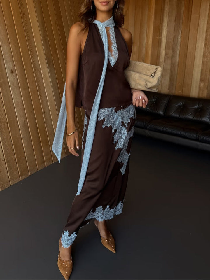 Conjunto Katalina de Renda | Conjunto Elegante de Duas Peças com Detalhes em Renda