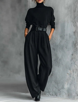 Jessica | Women's Turtleneck Two-Piece Set, Straight-Leg Tailored Trousers Outfit