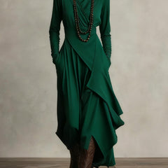 Keirae | Flowing High Neck Christmas Dress