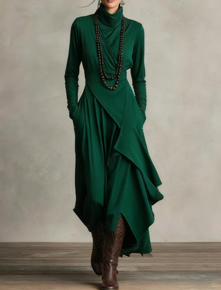 Keirae | Flowing High Neck Christmas Dress