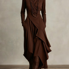 Keirae | Flowing High Neck Christmas Dress