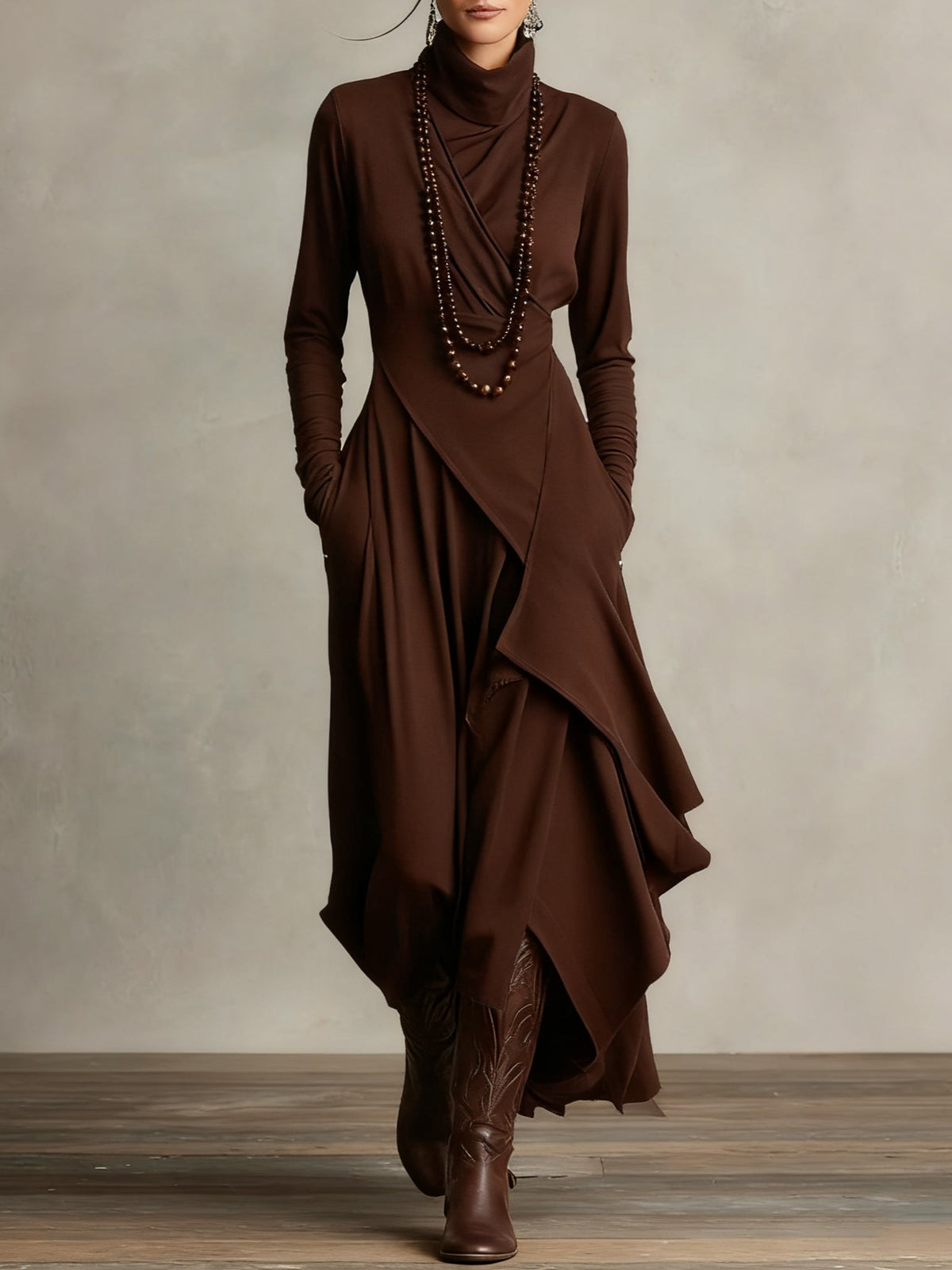 Keirae | Flowing High Neck Christmas Dress