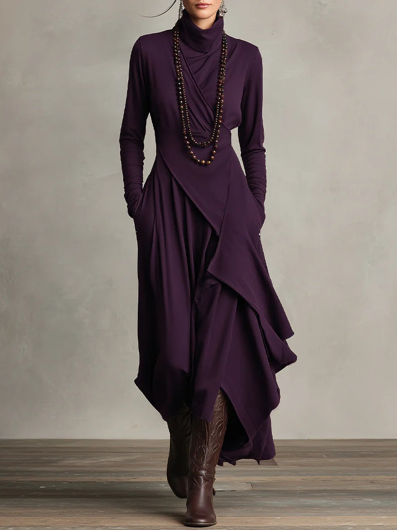 Keirae | Flowing High Neck Christmas Dress