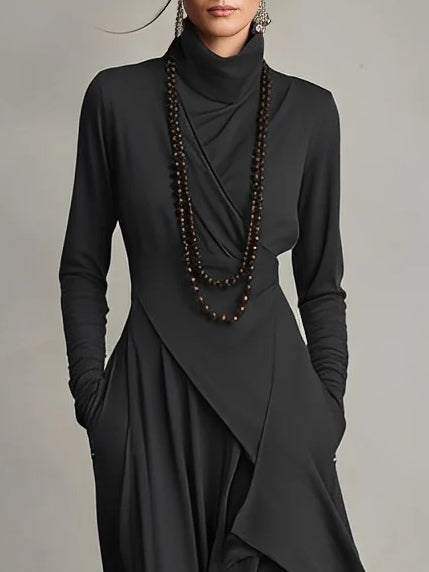 Keirae | Flowing High Neck Christmas Dress