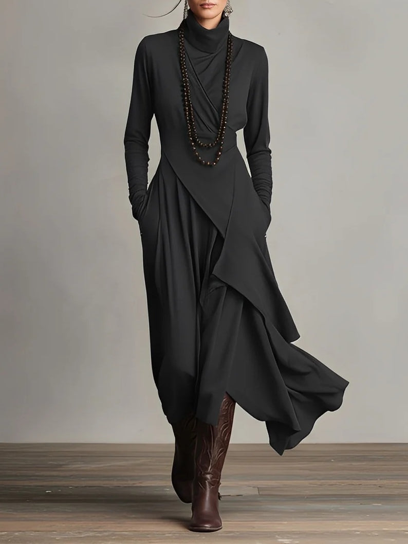Keirae | Flowing High Neck Christmas Dress