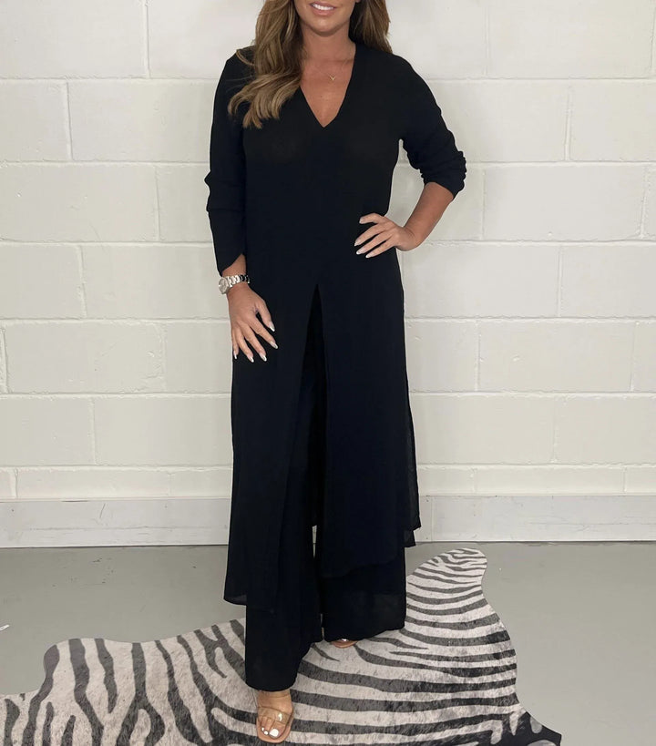 Conjunto Cherly Comfy de Duas Peças | Blusa Fluida e Calças de Perna Larga
