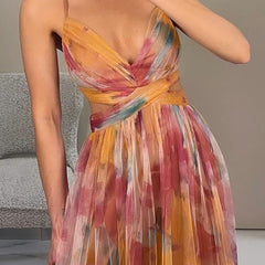Eirith | Watercolour Print Plunge Maxi Dress