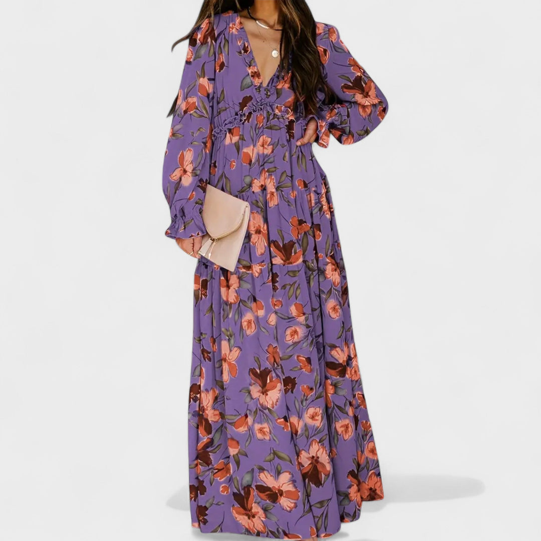 Zera | Vestido Longo Floral em Camadas