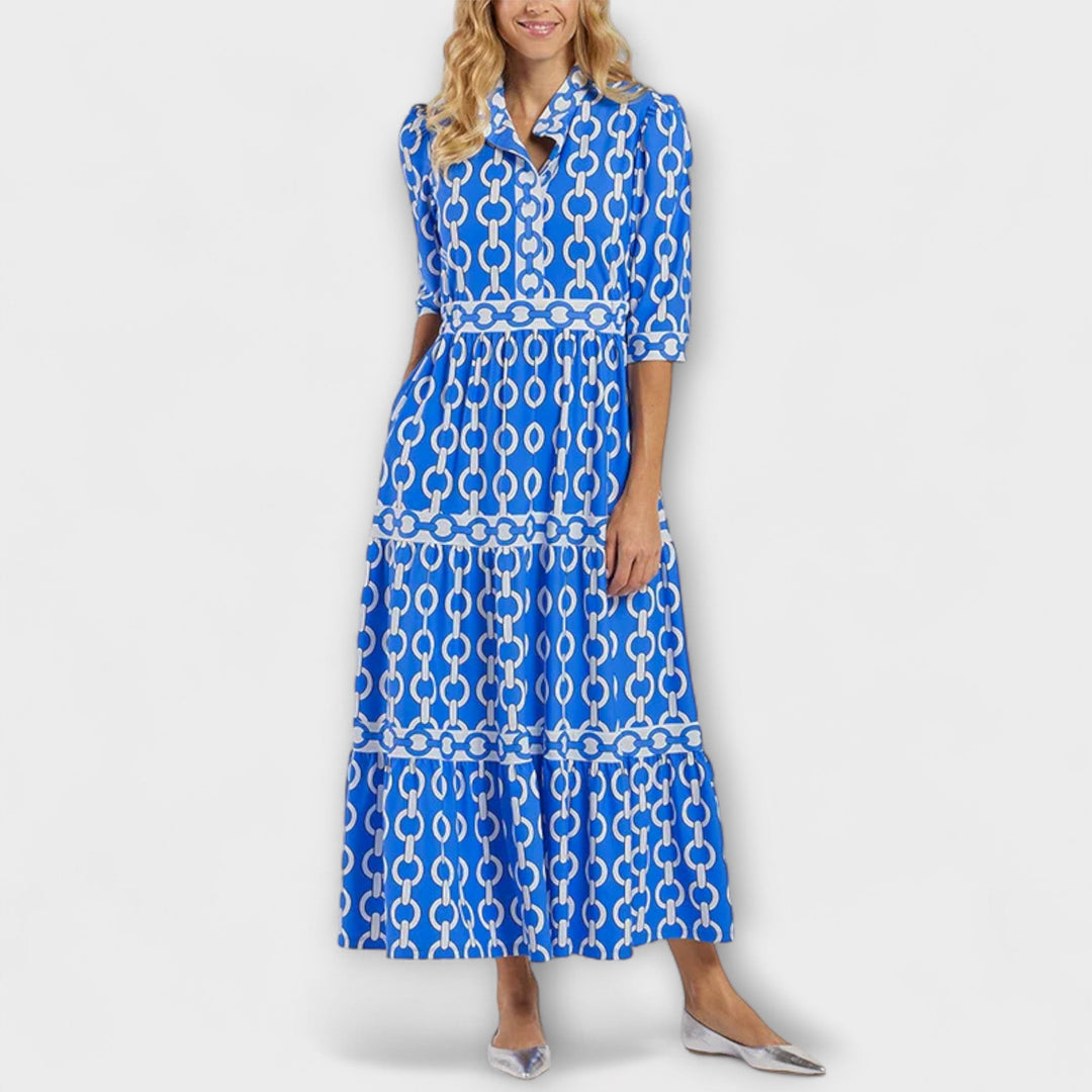 Vestido Midi com Estampa de Corrente