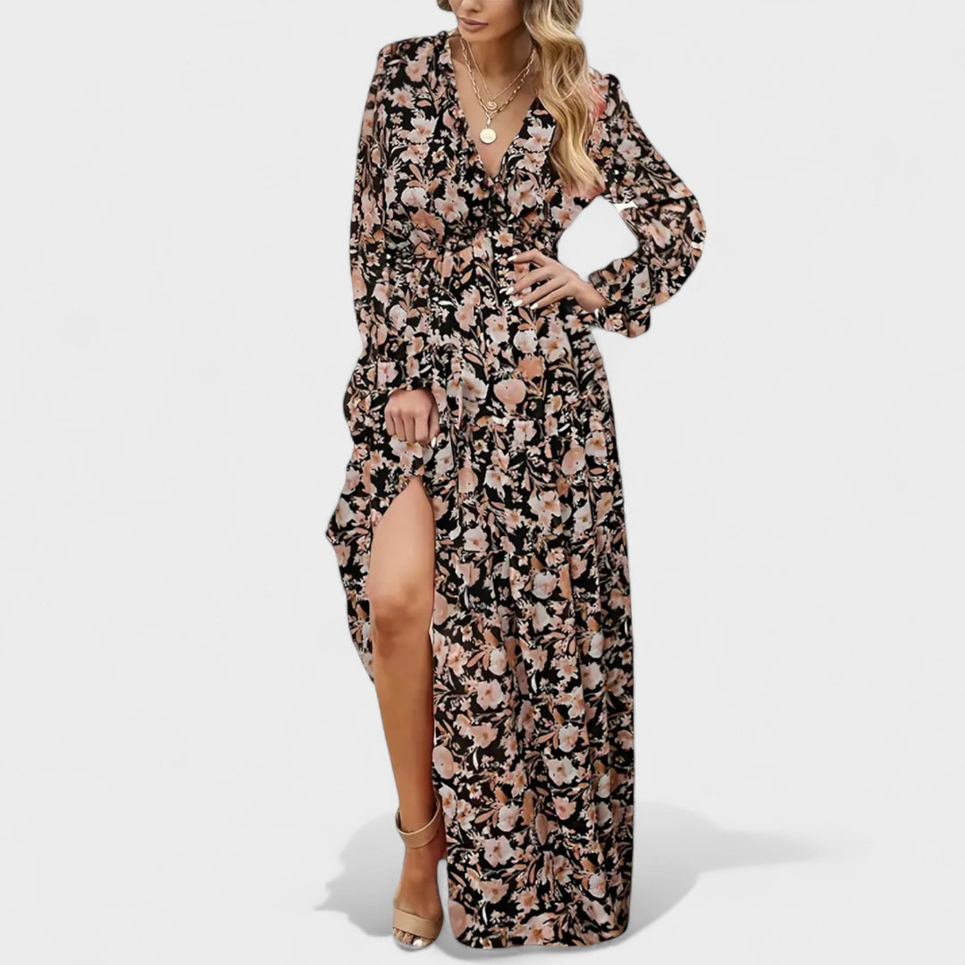 Zera | Vestido Longo Floral em Camadas