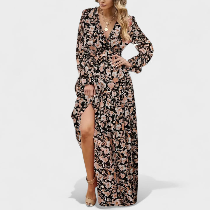 Zera | Vestido Longo Floral em Camadas