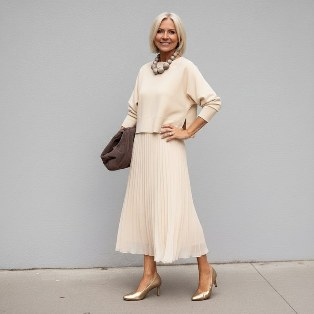 Emmie | Women's Knit Two-Piece Set, Sleeveless Dress and Layering Top Outfit