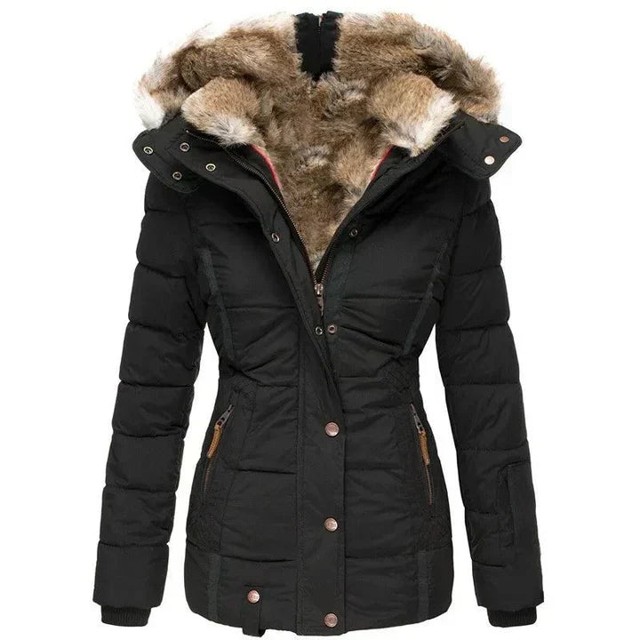 BELLORA | Women's Faux Fur Lined Winter Coat, Warm Insulated Hooded Coat