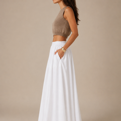 Ava | Cotton Clothing Maxi Linen Skirt