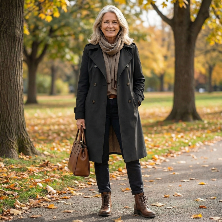 Olivia | Women's Wool Blend Trench Coat, Structured Warm Classic Winter Coat