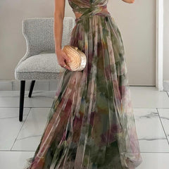 Eirith | Watercolour Print Plunge Maxi Dress