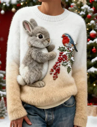 Janelli | Bunny Print Holiday Sweater Women