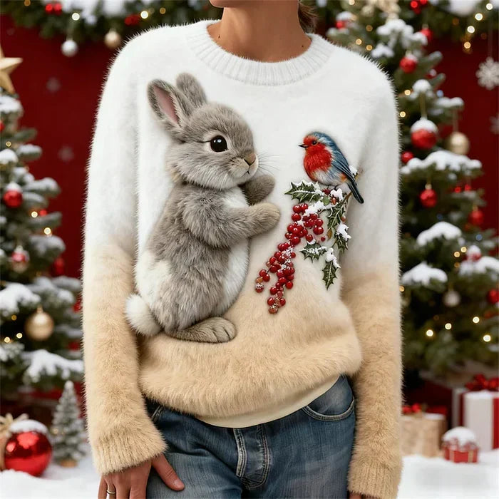 Janelli | Bunny Print Holiday Sweater Women
