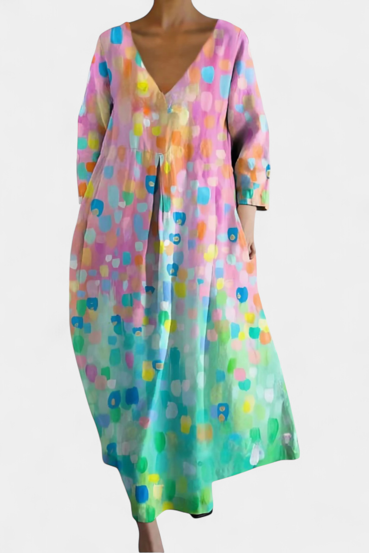 Isalinde | Women's V-Neck Flowy Dress, Lightweight Relaxed Fit Casual Dress
