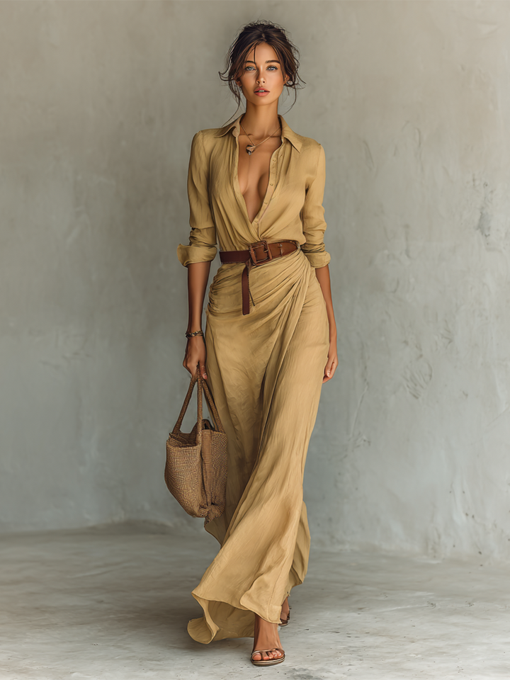 Vestido longo Aphrodite de seda