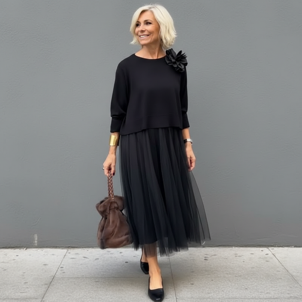 Conjunto Elegante Emmie de Duas Peças | Conjunto de Vestido em Camadas de Tricô Fácil