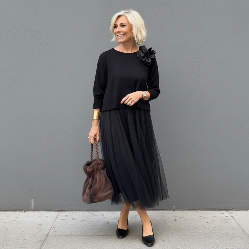 Conjunto Elegante Emmie de Duas Peças | Conjunto de Vestido em Camadas de Tricô Fácil