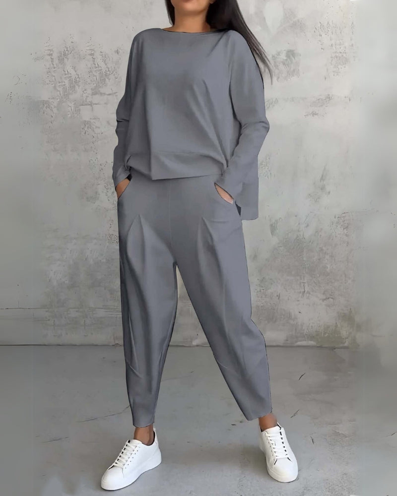 Conjunto Elegante Jackquelin para Lounge | Blusa e Calça Chic Combinando