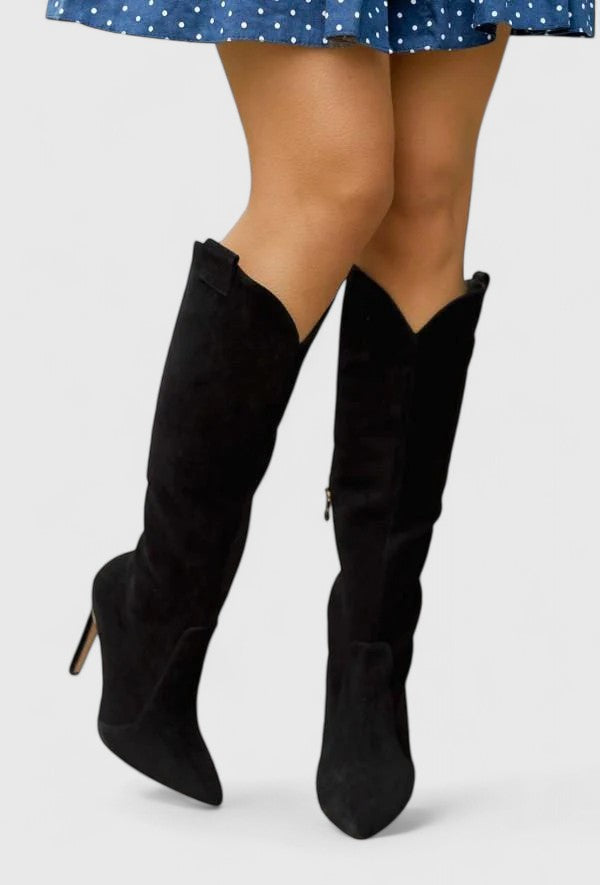 Melorynn | Women's Pointed Toe Heeled Boots, Side-Zip Cushioned Boots for Work and Evening
