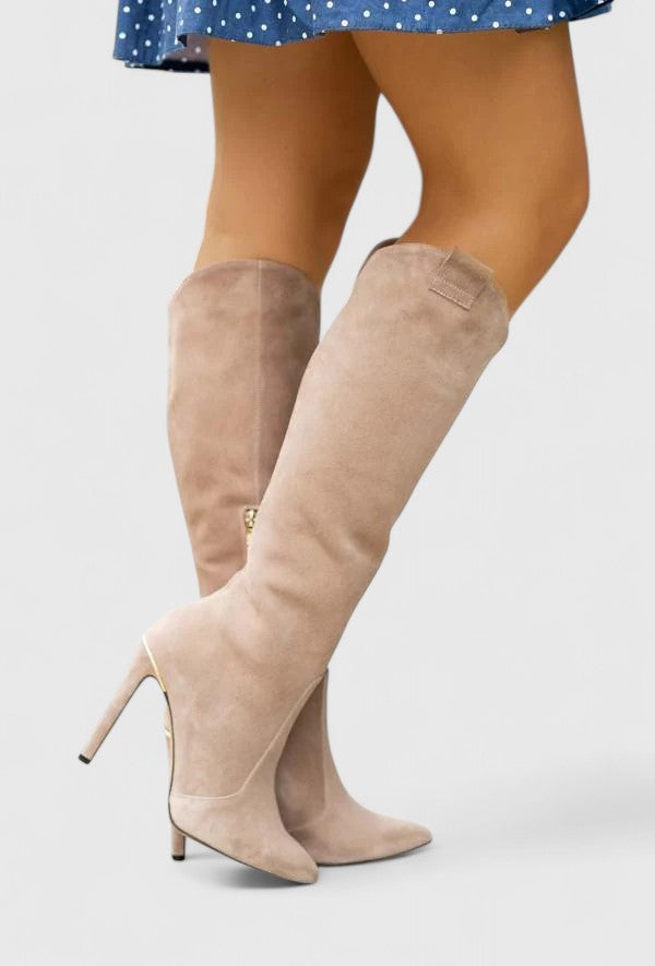 Melorynn | Women's Pointed Toe Heeled Boots, Side-Zip Cushioned Boots for Work and Evening