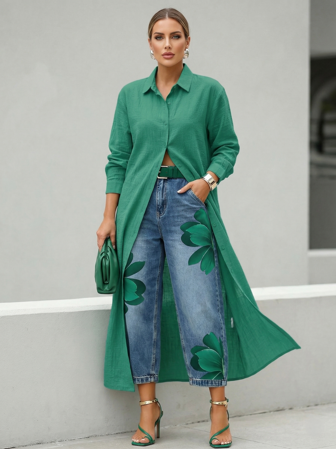 Sophia | Calças Elegantes de Perna Larga com Estampa Floral