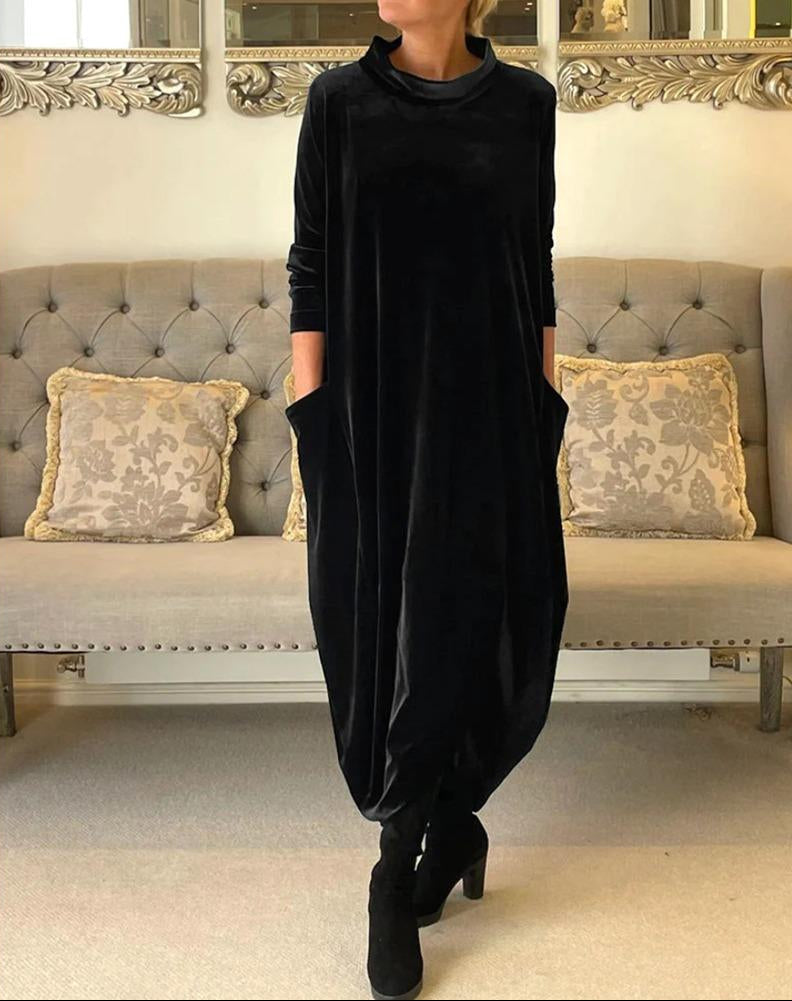 Eloura | Vestido longo de inverno drapeado e relaxado