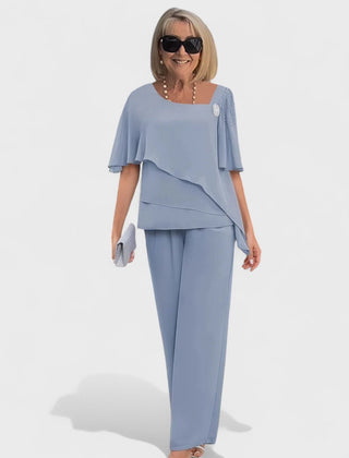 Wynonna | Women's Layered Two-Piece Set, Top and Wide-Leg Trousers for Parties