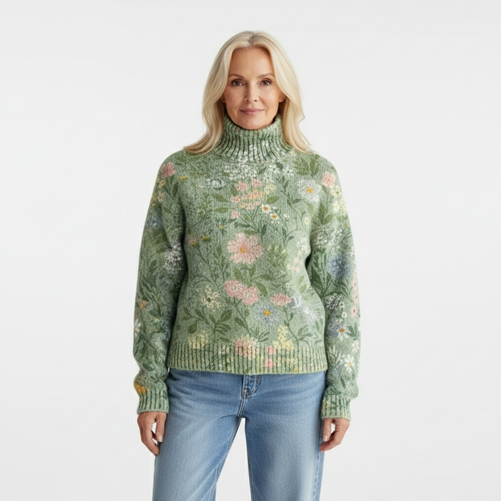 Jessie | Cozy Floral Turtleneck Sweater