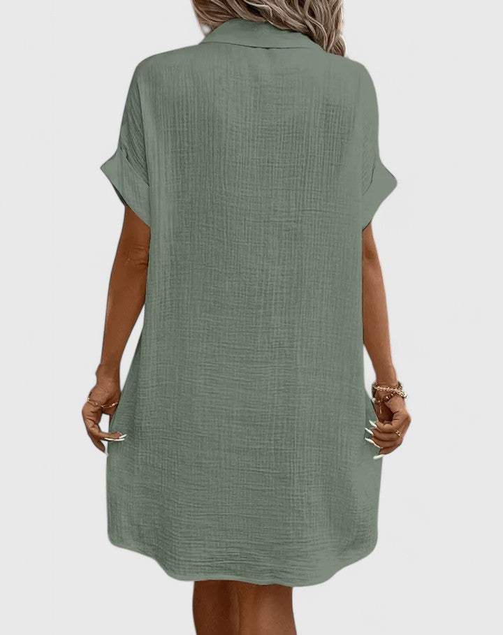 Gia | Button Front Green Midi Dress