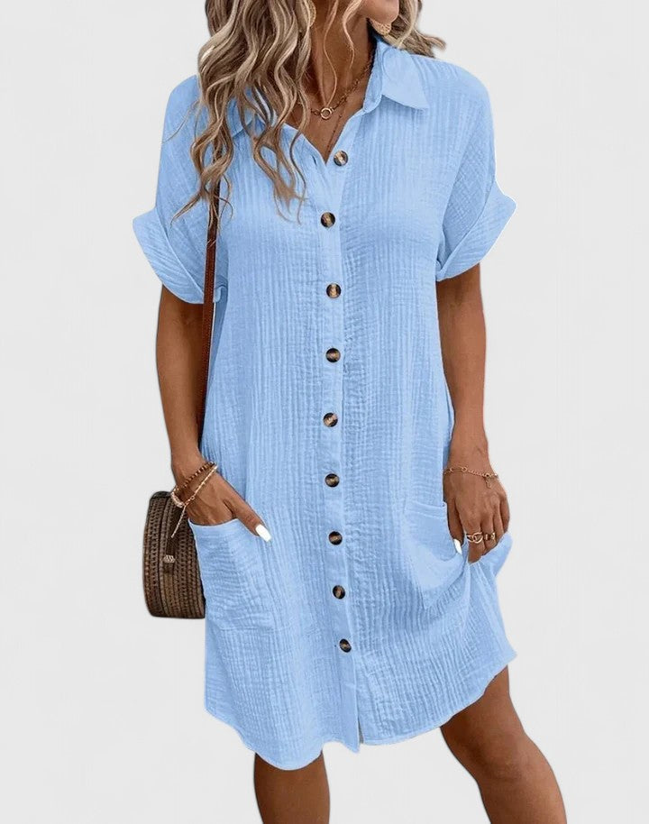 Gia | Button Front Green Midi Dress