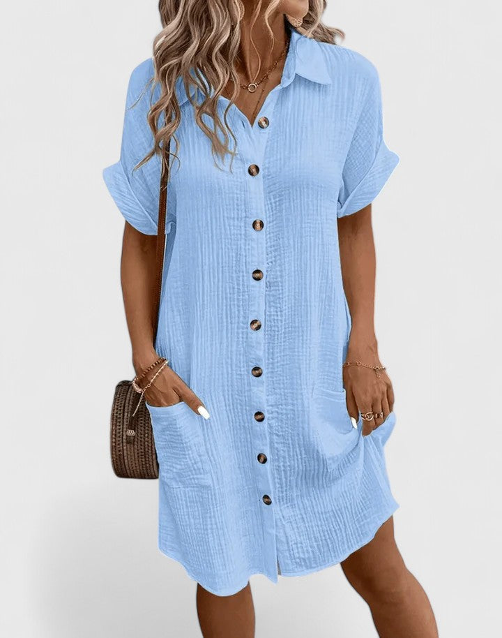 Gia | Button Front Green Midi Dress