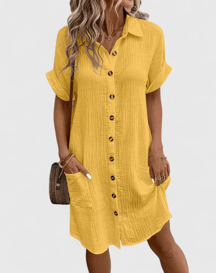 Gia | Button Front Green Midi Dress